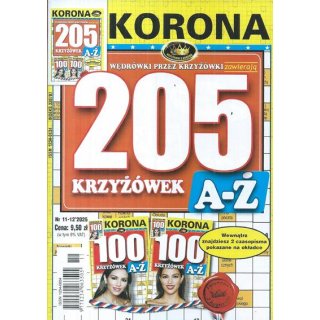 205 krzyżówek A-Ż z KORONĄ 11-12/2025 Wędrówki przez krzyżówki, KORONA