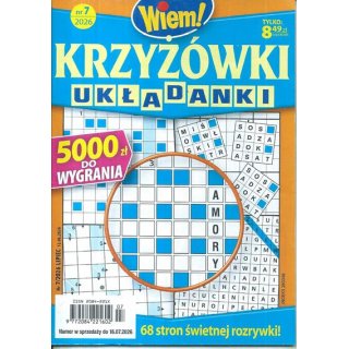 Krzyżówki Układanki Wiem! nr 7/2026 lipiec