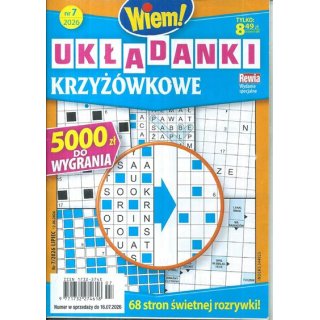 Układanki krzyżówkowe Wiem! nr 7/2026 lipiec