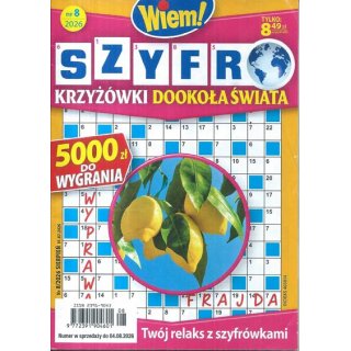 Szyfro Krzyżówki dookoła świata nr 8/2026 Wiem! sierpień