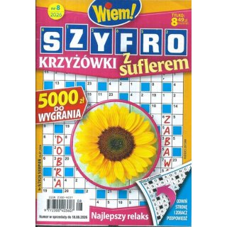 Szyfro Krzyżówki z suflerem Wiem! nr 8/2026 sierpień