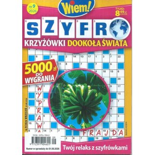Szyfro Krzyżówki dookoła świata nr 9/2026 Wiem! wrzesień