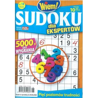 Sudoku dla ekspertów Wiem! nr 18/2026 wrzesień