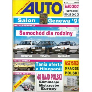 Auto International nr 1/1991 – Salon Genewa '91 i wielki test rodzinnych sedanów Auto International nr 1/1991 – Salon Genewa '91 i wielki test rodzinnych sedanów