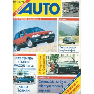 Auto International nr 1/1992 – Ofensywa General Motors w FSO, Fibak stawia na Volvo i test nowego Audi 80
