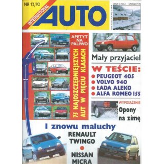 Auto International nr 12/1992 – Wielki raport o Crash-Testach, rewolucyjne Renault Twingo i test BMW 318i Coupe