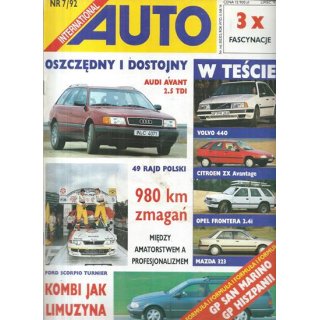 Auto International nr 7/1992 – Mercedes 500 E: Wilk w owczej skórze, test Audi 100 i Renault Safrane Auto International nr 7/1992 – Mercedes 500 E: Wilk w owczej skórze, test Audi 100 i Renault Safrane