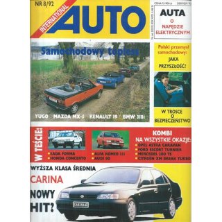 Auto International nr 8/1992 – Test Jaguara XJ220, nowości od Volvo i letni raport o chłodzeniu silnika